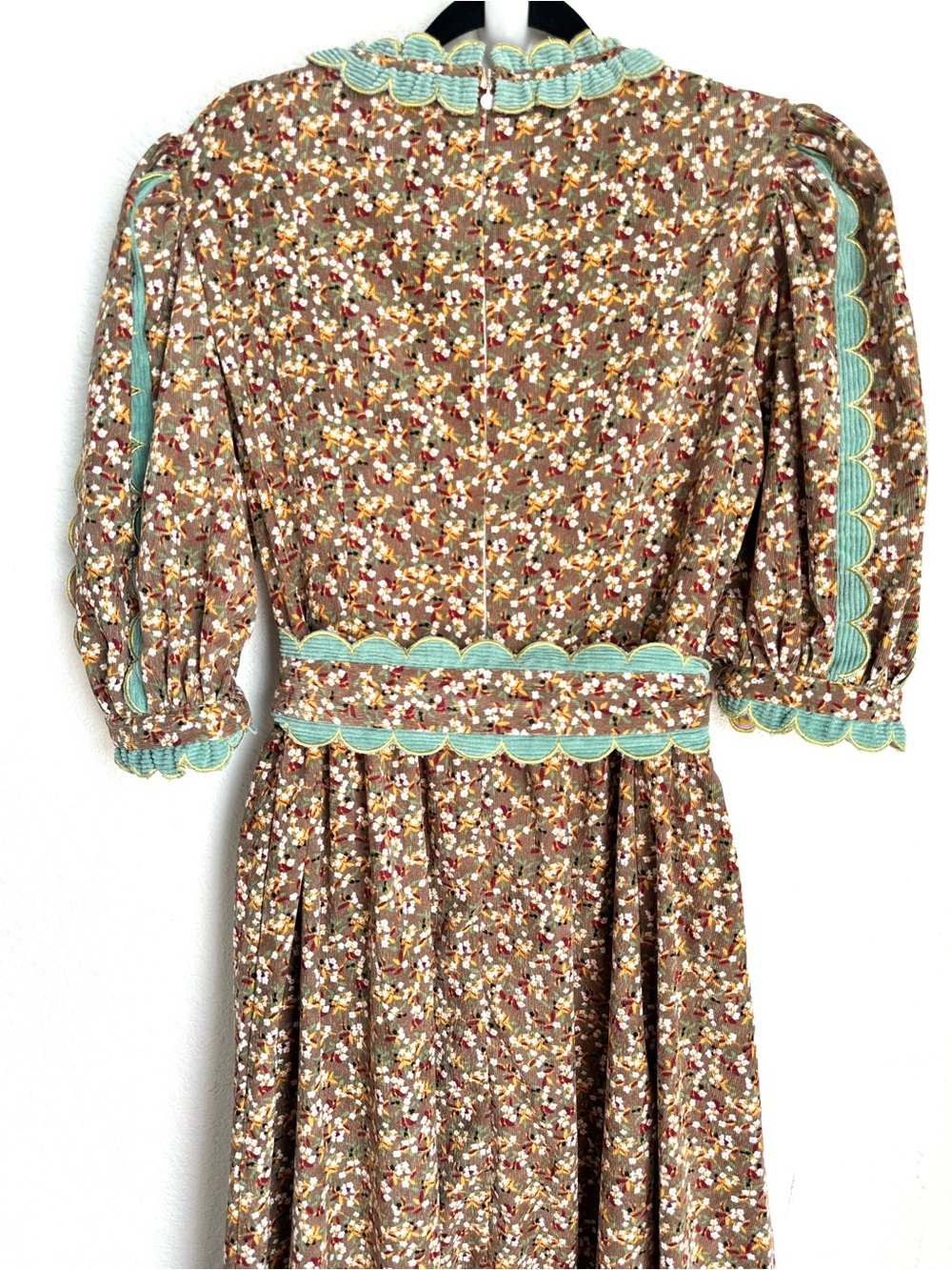 CELIA B Alamo Dress Brown Floral Midi corduroy Large - Picture 11 of 17